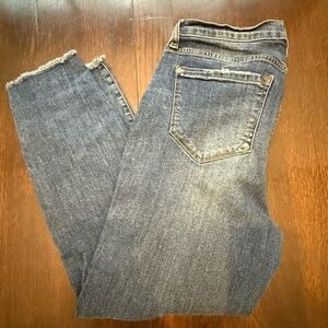 Kensie Distressed Women Size 12 Frayed Ankle Denim Jeans Stretch